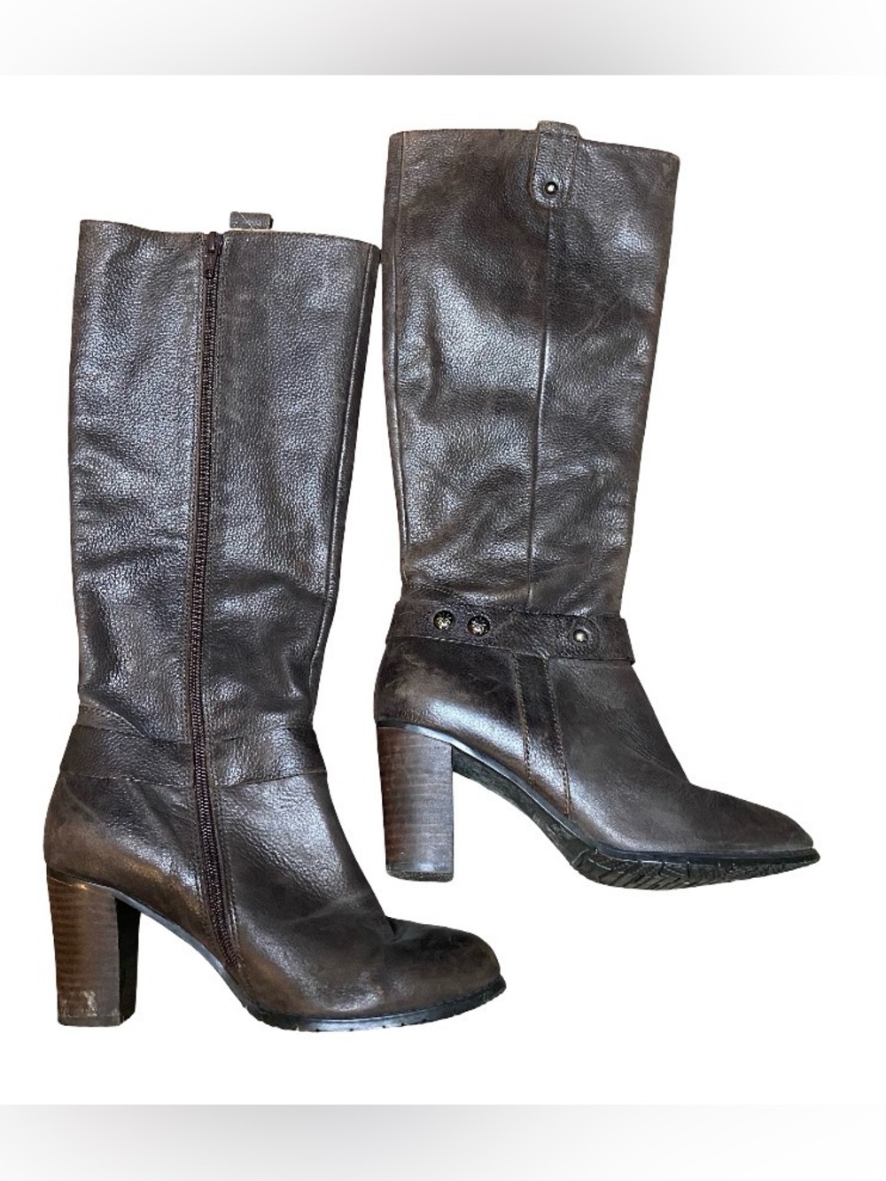 Vintage FED Grained Brown Leather Knee-High Harness Boots (Size 6.5/235)
